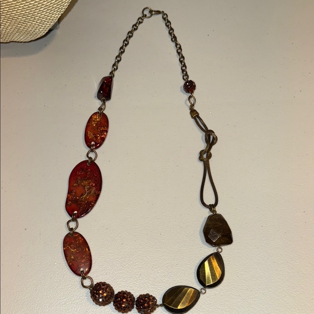 Vintage Elegant Brown and Gold Statement Necklace